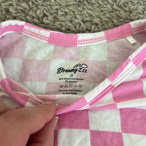 Dream Big Little Toddler Pink & White Checkered Bamboo Flair Dress - Picture 3 of 5